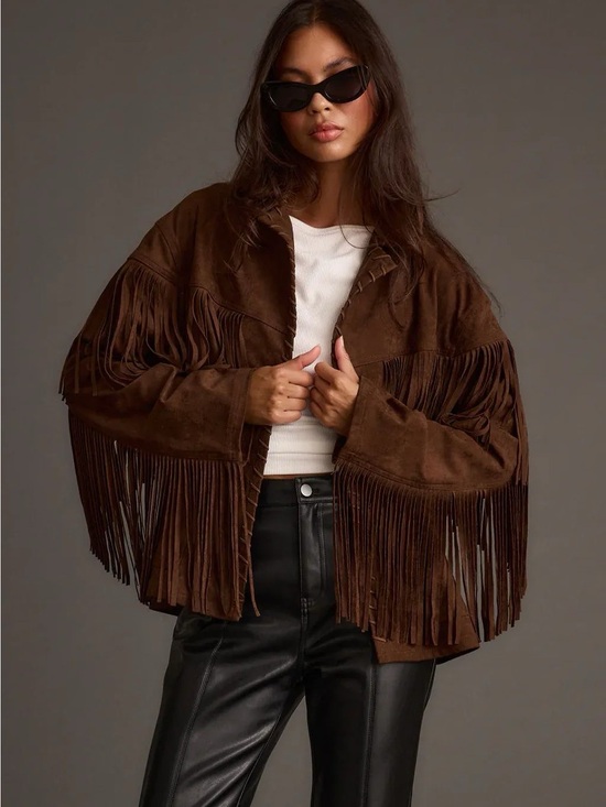 12th Tribe Jackets & Blazers - 12th Tribe Brown Devon Fringe Jacket size Medium NWT Western Country